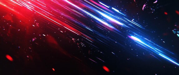 Poster - abstract light rays with red and blue tones creating a dynamic background for modern digital design 