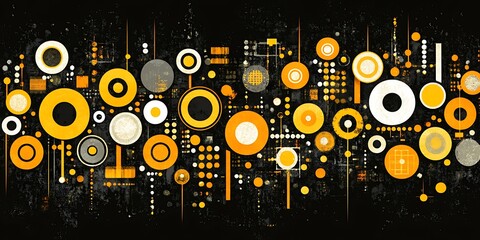 Poster - Abstract Geometric Composition with Retro Feel and Dark Background