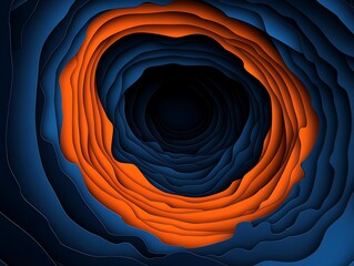 Poster - Abstract layered tunnel with orange and blue hues creating depth