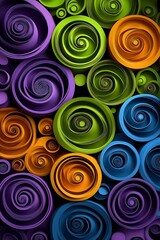 Poster - Colorful paper roll spirals create a vibrant and textured abstract pattern