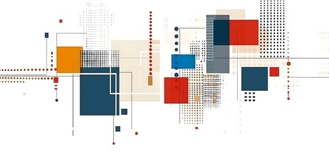 Aufkleber - Dynamic geometric arrangement with minimalist and halftone elements
