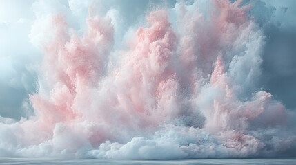 Poster - Vibrant cloud explosion artistry tranquil sea digital artwork atmospheric wide angle abstract beauty