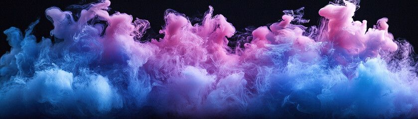 Poster - Colorful smoke explosion studio abstract art dark background wide angle creative visual effects