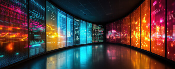 Poster - Data visualization event digital space infographic display modern environment panoramic view technology concept