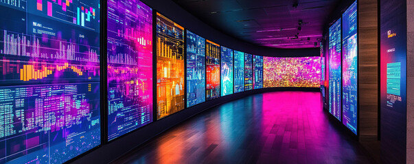 Poster - Data visualization event showcase technology center digital displays interactive environment dynamic perspective