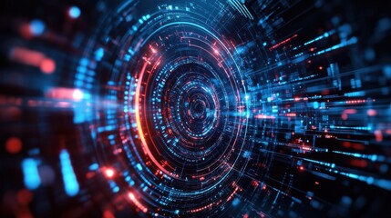 Fototapete - Abstract Digital Background with Blue and Red Light Streams