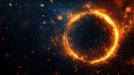 Poster - Fiery circular motion abstract space digital art cosmic environment dynamic viewpoint energy concept