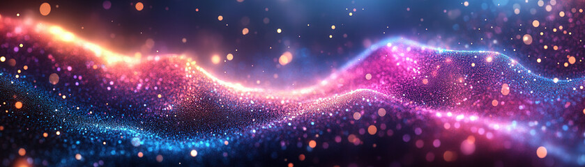 Poster - Vibrant light waves dance in cosmic space abstract art digital creation colorful environment aesthetic viewpoint