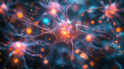 Poster - Neural activity visualization science lab 3d render abstract environment macro view neuroscience concept