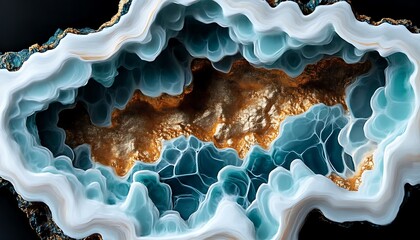 Poster - abstract crystal geode formation with gold and blue coloration