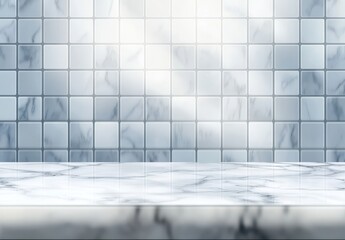 Poster - Elegant Marble Background with Glossy Tiles and Soft Light for Modern Design and Stylish Home Decor