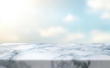Poster - Elegant Marble Surface with Soft Focus Background Ideal for Product Display, Food Styling, and Modern Interior Design Themes