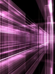 Poster - Digital perspective lines in pink, futuristic construction illustration