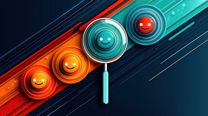 Wall Mural - minimal concept of user satisfaction survey interface, three emoji faces (happy, neutral, sad) arran