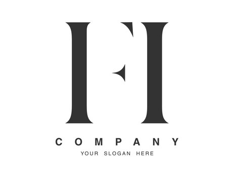 FI logo design. Initial letter f and i serif font style. Creative classic company name typography. Trendy logotype or identity.