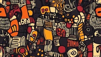 Poster - Bright Abstract Pattern Featuring Dynamic Shapes and Contrasting Colors in a Visually Engaging Composition