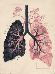 Poster - Comparison of smokers lungs and healthy lungs highlighting damage and condition differences for educational insight