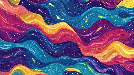 Poster - Colorful Wavy Abstract Pattern With Vibrant Hues in a Dynamic Design for Artistic and Creative Projects