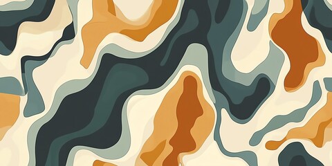 Poster - Colorful Abstract Pattern Featuring Fluid Shapes in Earthy Tones on a Light Background