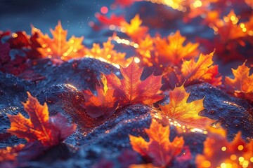 Wall Mural - Vibrant Abstract Textures Capturing Shimmering Autumn Warmth