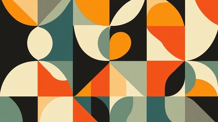 Poster - Geometric Abstract Artwork Featuring Vibrant Colors and Diverse Shapes Creating a Dynamic Visual Experience