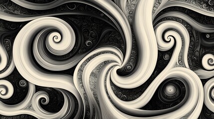Poster - Swirling Patterns of Black and White Create a Mesmerizing Abstract Design With Intricate Details