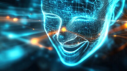 Poster - Digital emotion analysis virtual realm 3d visualization futuristic environment close-up perspective ai concept