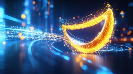 Poster - Dynamic digital wave animation showcasing vibrant light effects in a futuristic setting