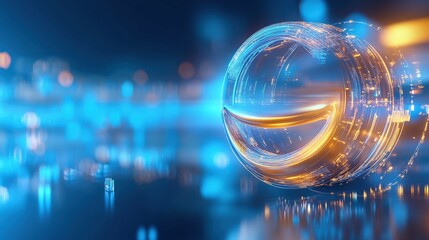 Poster - dynamic abstract sphere digital environment graphic design futuristic setting close-up view technolo
