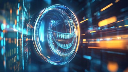 Fototapete - Dynamic digital sphere visualizing motion virtual environment 3d animation futuristic viewpoint concept of technology
