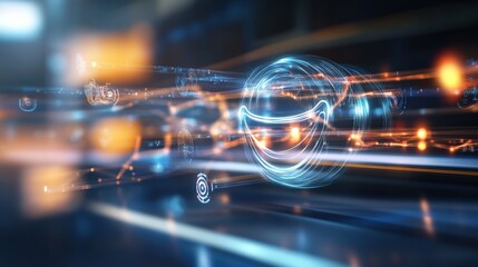 Poster - dynamic abstract visualization of technological innovation digital realm digital art futuristic envi