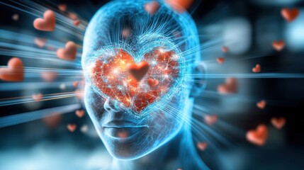 Poster - Exploring love's depths a heartfelt digital art representation of emotion virtual space 3d render abstract concept