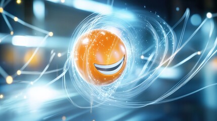 Poster - Dynamic energy sphere futuristic digital realm 3d animation high-tech environment close-up view abstract concept for enhanced engagement