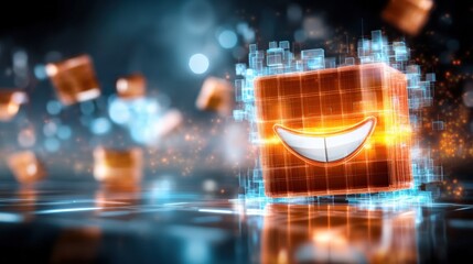 Poster - Dynamic digital cube animation futuristic digital realm visual media abstract environment 3d perspective creative technology concept