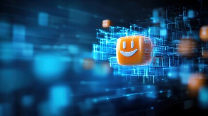 Poster - Digital smile innovation virtual space graphic design high-tech environment abstract viewpoint concept of happiness