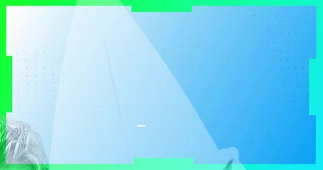 Poster - abstract animation of blue and green geometric shapes with dotted pattern