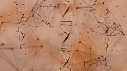 Poster - animation showing dna strands and network connections forming scientific data in school