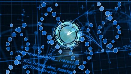 Aufkleber - Futuristic digital interface with circular elements and blue data points animation