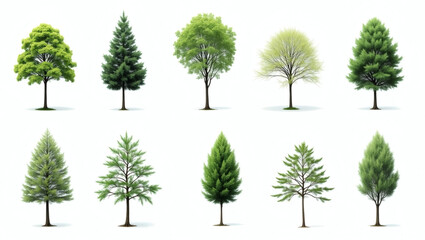 Poster - different tree types with lush green foliage stand elegantly, ready to represent the environment