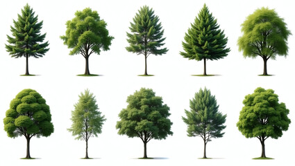 Poster - a collection of various stylized trees, showcasing different shapes and foliage