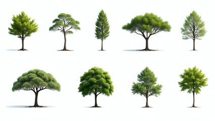 Poster - a collection of diverse trees showcasing their unique shapes and vibrant foliage
