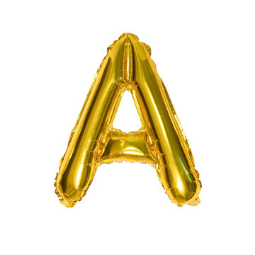 A – A golden balloon in the shape of the letter 