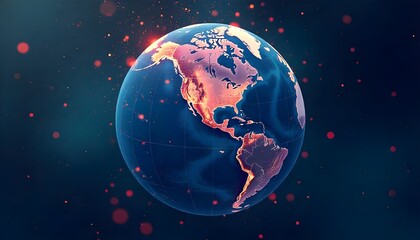 Poster - a globe, emphasizing North America with creative and futuristic design elements