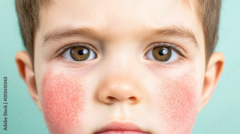 Child with eczema on face, skin irritation and redness. Stock ...