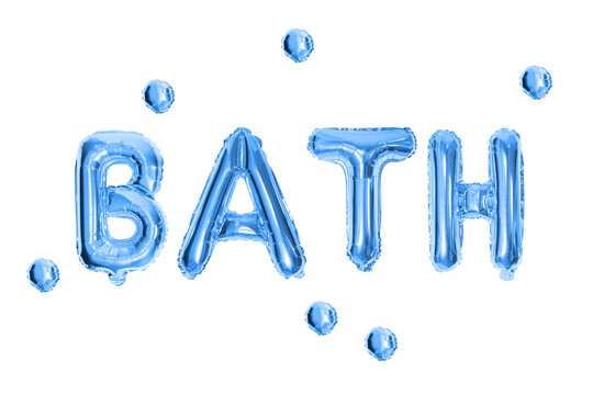 BATH – Blue foil balloons spelling 