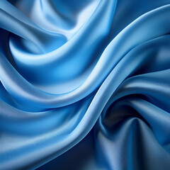Wall Mural - legant Flowing Blue Silk Fabric – Luxurious Soft Texture with Smooth Waves Generated Image