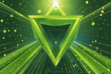 Wall Mural - Radiant Chartreuse Tetrahedron Background with Intrusive Dots and Lines for Technology and Digital Science Concepts