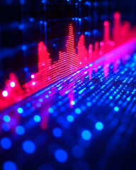 Poster - Abstract digital illustration of glowing data streams and financial charts, representing dynamic market trends