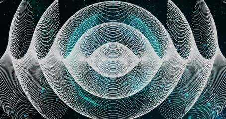 Poster - Dark background with intricate white lines forming abstract geometric pattern animation
