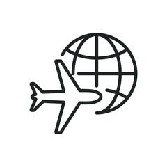 Wall Mural - world flight thin line icons. editable stroke and perfect pixel on transparent background